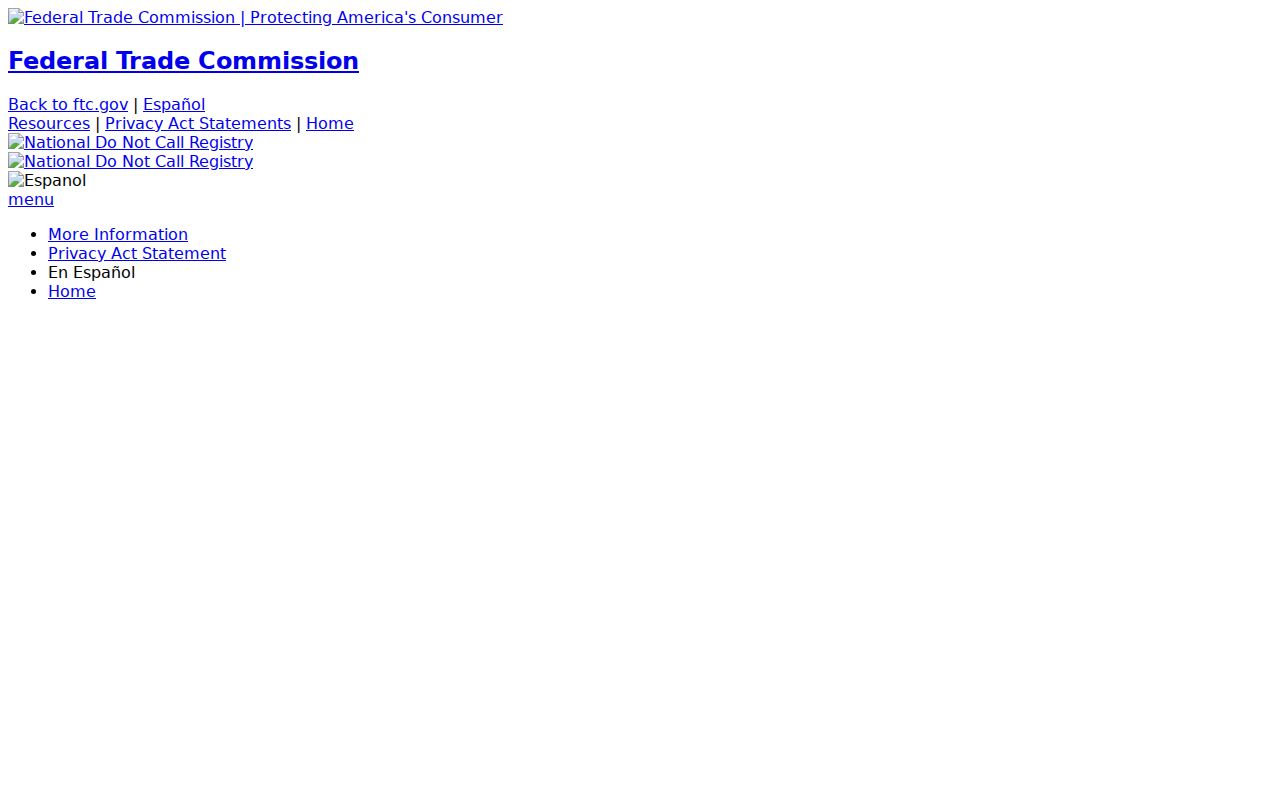 National Do Not Call Registry report form for unwanted Maryland phone calls