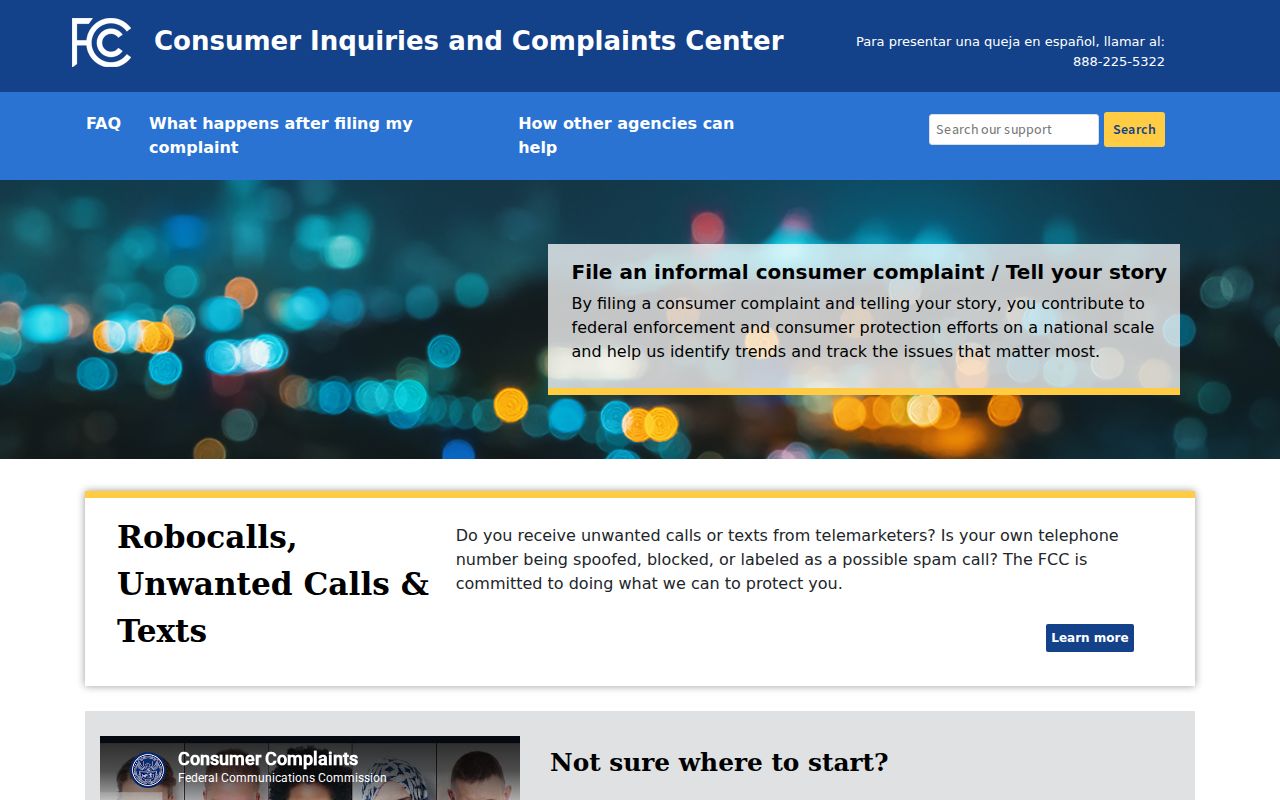 FCC Consumer Complaint Center used to report unwanted Maryland phone calls